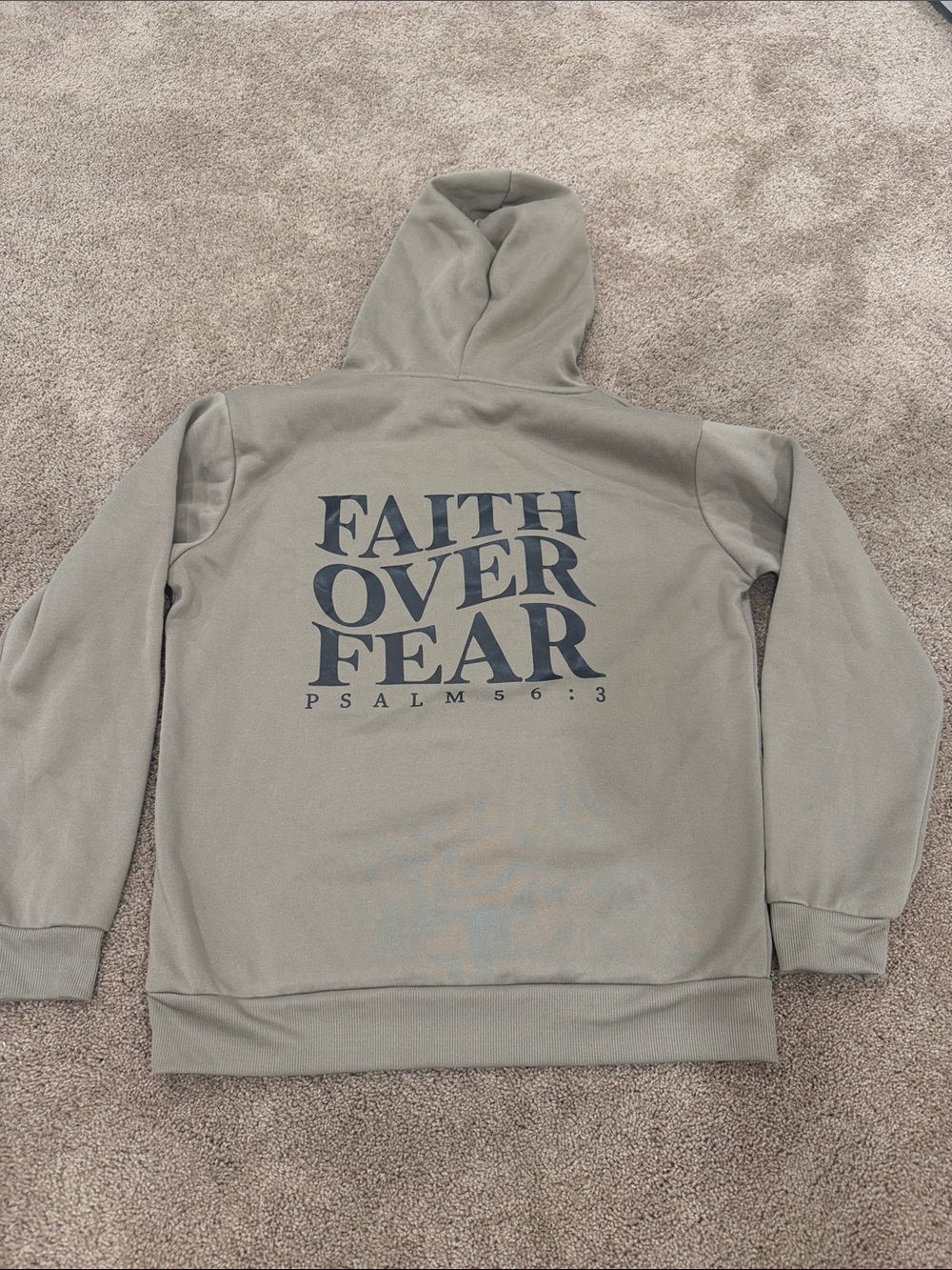 Faith Over Fear Hoodie in Tan